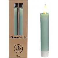 Packlinq LED kaars h.21cm Ø2,1 cm rustieke afwerking eucalyptus groen (set 2 st)