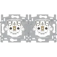 Niko 170-37715 Sokkel voor dubbel stopcontact horizontaal met penaarde en beschermingsafsluiters, inbouwdiepte 21 mm, insteekklemmen