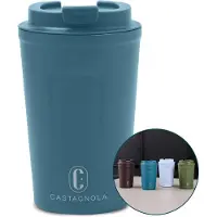Castagnola Thermosbeker - Koffiebeker To Go - Travel Mug voor Koffie en Thee - Theebeker - 380 ML - RVS - Blauw