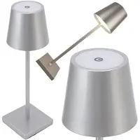 VERK 12314 LED-lamp met aanraakbediening, 1500 mAh-batterij, 3 W, zilverkleurig