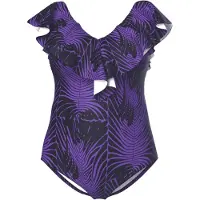 Ulla Popken Badpak violetblauw / zwart
