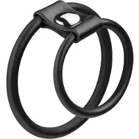 Rimba Penisartikel met Rubberen Ringen 3,5 en 5 cm Zwart Leer One-size