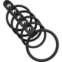 Rimba - Balzak- En Penisringen Van Rubber (5 stuks) Met Leren bandje - Diameter 50 En 40 mm