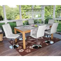Mendler Set van 6 eetkamerstoelen -C41, keukenstoel, in hoogte verstelbaar, draaibaar, kunstleer MVG-gecertificeerd ~ wit