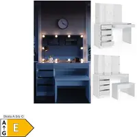 Vicco Sherry Kaptafel set met kruk – 120 cm met LED-verlichting en bank Wit