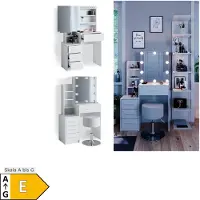 Vicco Conrada Kaptafel set met kruk – 80 cm met LED-verlichting en kruk Wit
