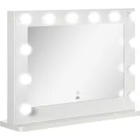 EStore Hollywood-spiegel met verlichting, make-upspiegel met aanraakschakelaar, make-upspiegel met 12 dimbare LED-lampen, make-upspiegel van 80 x 60 cm met geheugenfunctie, wit