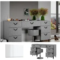 Vicco Kaptafel Anett Grijs 150 cm met spiegel en kruk, Model 40714