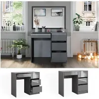 Vicco Sherry Kaptafel – 90 cm met 4 laden Hoogglans grijs