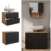 Vicco Irma Wastafelonderkast – 41 x 58.6 cm met 2 laden Antraciet met honingraatstructuur