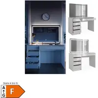 Vicco Kaptafel Sherry Wit/Goud 120 cm met LED-spiegel, Model 47707