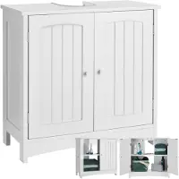 TecTake - Wastafelonderkast - Badkamerkast voor onder de wastafel - Incl. uitsparing voor sifon - Onderkast voor badkamer en toilet - Badkamermeubel - Wit