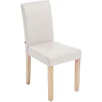 CLP Essstoel Ina, kunstleer, hoge rugleuning, crème kleur, frame in natuurlijke kleur