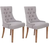 CLP Set van 2 eetkamerstoelen Aberdeen, bekleed met stof, met een frame van rubberhout, grijs. Framekleur: antiek lichtgrijs