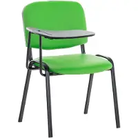 CLP stoel met inklapbaar tafelblad, kunstleer, groene bekleding met gestoffeerde zitting