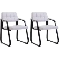 CLP Canada B Set van 2 eetkamerstoelen - met armleuning - Zwart Frame - Kunstleer - wit