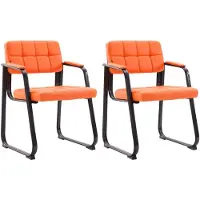 CLP Canada B Set van 2 eetkamerstoelen - met armleuning - Zwart Frame - Kunstleer - oranje