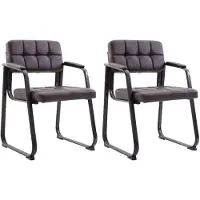 CLP Canada B Set van 2 eetkamerstoelen - met armleuning - Zwart Frame - Kunstleer - bruin