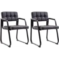 CLP Canada B Set van 2 eetkamerstoelen - met armleuning - Zwart Frame - Kunstleer - zwart