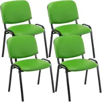 CLP Ken 4-delige set bezoekersstoelen - Kunstleer groen