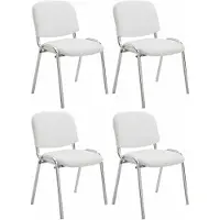 CLP Ken Set van 4 stoelen - Met Chroom - Kunstleer wit