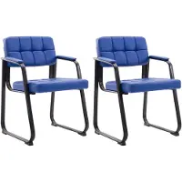 CLP Canada B Set van 2 eetkamerstoelen - met armleuning - Zwart Frame - Kunstleer - blauw