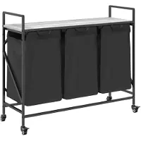 vidaXL Wasmand 3 vakken met planken grijs sonoma eiken