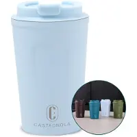 Castagnola Thermosbeker - Koffiebeker To Go - Travel Mug voor Koffie en Thee - Theebeker - 380 ML - RVS - Lichtblauw