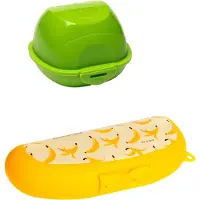 Amuse Fruitdoosjes Set - Appeldoos & Bananendoos - Set van appelbox & bananenbox - BPA-vrije Fruitdoosjes voor kinderen - Groen & Geel