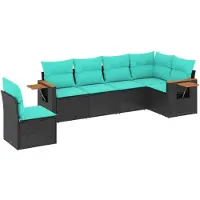 vidaXL 6-delige tuinmeubelset met kussens, zwart, polyrotan