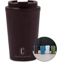 Castagnola Thermosbeker - Koffiebeker To Go - Travel Mug voor Koffie en Thee - Theebeker - 380 ML - RVS - Donkerbruin