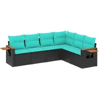vidaXL 6-delige tuinmeubelset met kussens, zwart, polyrotan