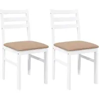 vidaXL Eetkamerstoelen met kussens 2 st massief hout rubber wit