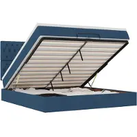 vidaXL Ottoman bed met matrassen en LED's 200x200cm stof blauw