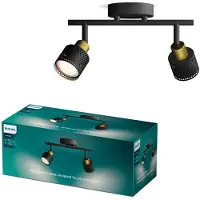Philips Niall Spot - Plafondspot met twee lichtpunten - Zwart met goud design - GU10 LED fitting