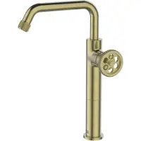 EsseBagno Wastafelmengkraan Indus - Hoge Uitloop - Draaibaar - Goud Geborsteld - 7,0cm