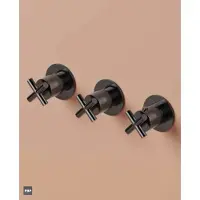 Hotbath Chap C7067EXT afbouwdeel inbouwthermostaat met 2 stopkranen gepolijst zwart PVD