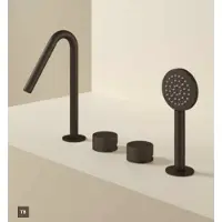 Hotbath Guy GY073D Diamond badrandcombinatie met ronde handdouche en uitloop geborsteld zwart PVD