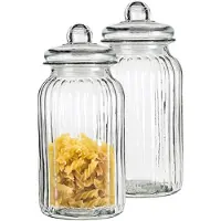 Alessandro Snoeppot/voorraadpot - 2x - met deksel - luchtdicht - glas - 3500 ml - D15 x H32 cm