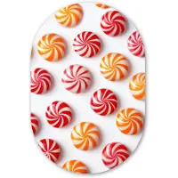 MuchoWow Muurovaal 80x120 cm - Ovale wanddecoratie Snoep - Patroon - Rood - Oranje - Ovalen schilderij - Muurdecoratie woonkamer - Kamer decoratie - Schilderijen - Wandcirkel