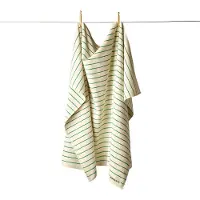 Bongusta Strandlaken - Grote Badhanddoek (100 x150) - Naram Collectie - - Pure white & Grass (wit & groen)
