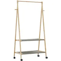 vidaXL Kledingrek met schappen en wielen 96x45,5x155,5 cm bamboe