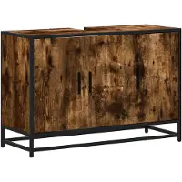 vidaXL Wastafelonderkast, gerookt eikenfineer, 90x33x60 cm, houtvezelplaat