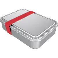 Boddels Lunchbox met Verdeler, Groot, 3 Vakken, 21 x 15 x 5 cm, RVS, Frambozen Rood - | Smacht