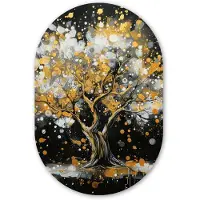 MuchoWow Muurovaal 60x90 cm - Ovale wanddecoratie Boom - Zwart - Goud - Wit - Modern - Ovalen schilderij - Muurdecoratie woonkamer - Kamer decoratie - Schilderijen - Wandcirkel
