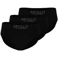 Apollo heren slips ondergoed - 3 pack - zwart uni - maat XXL