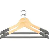 Urban Living Kledinghangers Nordic - grijs - 4x stuks - hout - garderobe hangers