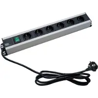 Bachmann 19 inch 6-voudige stekkerdoos schuko Zwart 2m met schakelaar