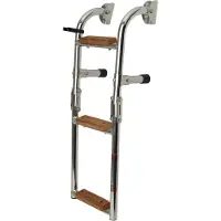 Jero Marine Opvouwbare Zwemtrap Rvs 3 Houten Treden 60x22cm