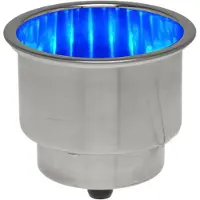 Jero Marine Bekerhouder Boot Inbouw met Blauwe LED Verlichting en Afvoer Rvs